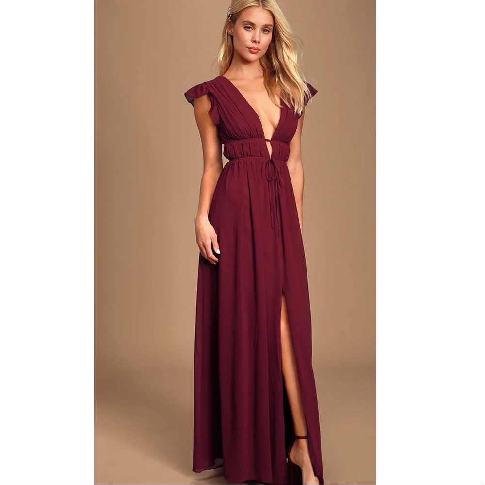 NEW! Lulus Burgundy Long Dress